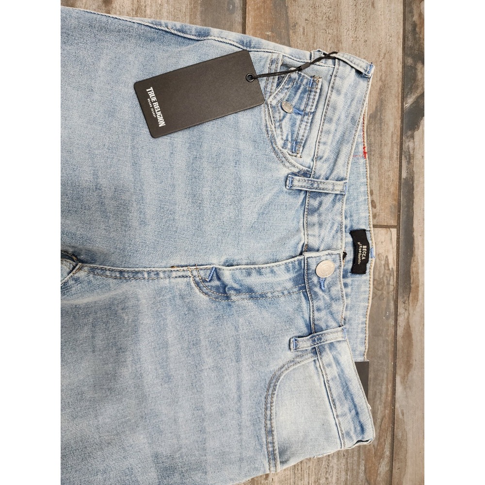 True Religion BECCA Mid Rise Flap Bootcut Jeans Woman's 29 Light Lakeside Wash - Picture 3 of 16